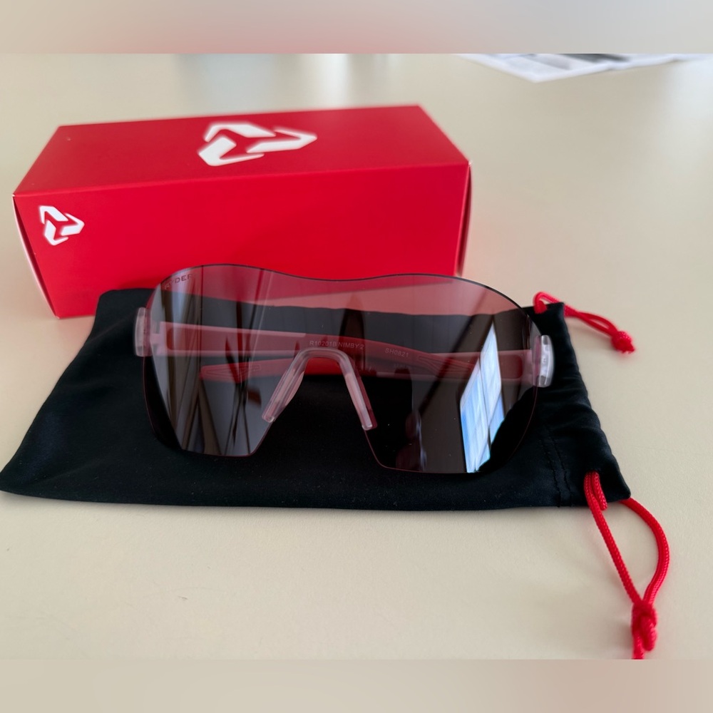 Stylish Red VR Glasses with Black Carrying Pouch